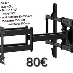 Tv Wall Mount Bracket Tilt Swivel Full Motion 32"-65"