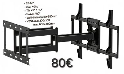 Tv Wall Mount Bracket Tilt Swivel Full Motion 32"-65"