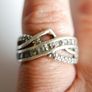 Vintage 925 Sterling Silver Crossover Ring with Stone Setting size M - 5,1g Image 5
