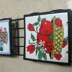 Retro Metal and Tile Two Pocket letter and Keys holder