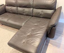 DFS Dark Brown Leather 3-Seater Chaise Sofa - Excellent Condition