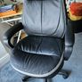 High back leather executive office/ Desk Chair- adjustable height and padded arms. Image 3