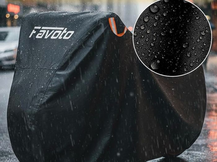 Bike Cover for 3 Bikes 210T Waterproof Outdoor  Bicycle Storage, Black Cover with Lock Hole, 2 Windproof Buckles & Storage Bag, UV Protection for Mountain & Road Bikes (220/120/110cm)
