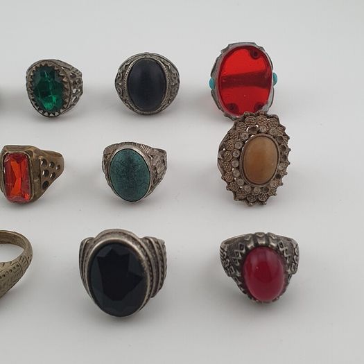 Ancient Inspired Brass Rings Set of 15 Collectible Jewellery Pieces
