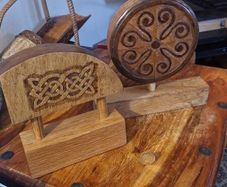 Heavy Celtic Oak Sculptures Bog Oak Style Relief Carvings