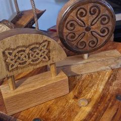 Heavy Celtic Oak Sculptures Bog Oak Style Relief Carvings