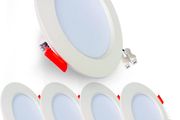 5XLED Recessed Ceiling Slim Spot Light, 5W Cool White 6000K IP44 Downlight, Die Casting Aluminum Flat Ceiling Light Suitable for Living Room Bedroom Kitchen Bathroom , Cutout 68-80mm