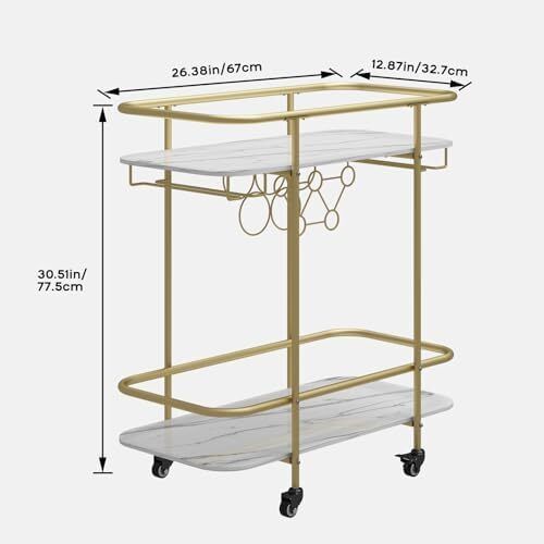 Drinks Trolley on Wheels Gold