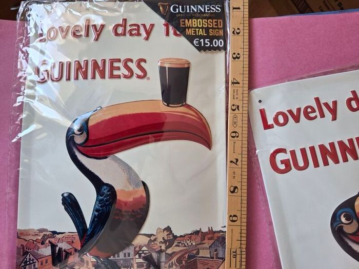 2 x Guinness Signs Embossed Metal Toucan Pub Bar Sign   Stout  Dublin Ireland