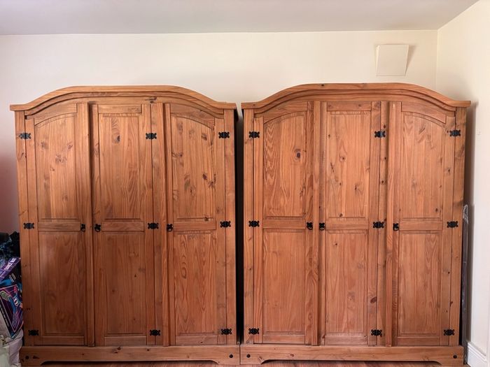 Pair of Solid Pine Corona Wardrobes
