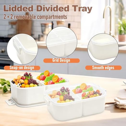 Brand New Snack Box 4-Compartment Leakproof Portable Organizer for Snacks & Fruit
