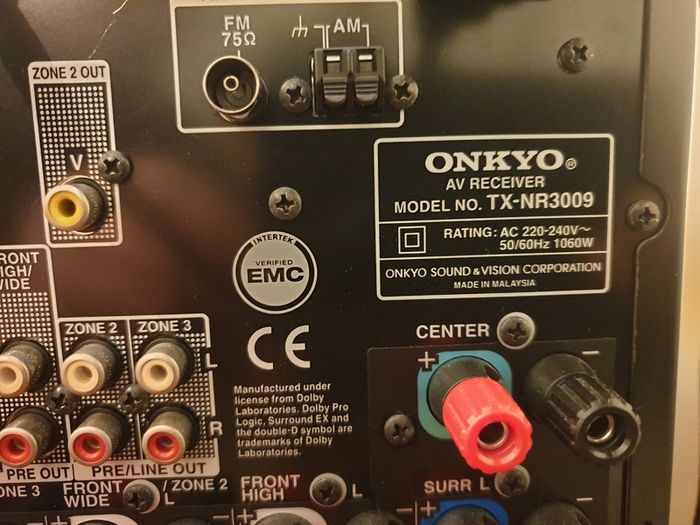 Onkyo TX-NR3009 With Onkyo speakers and speakers stands