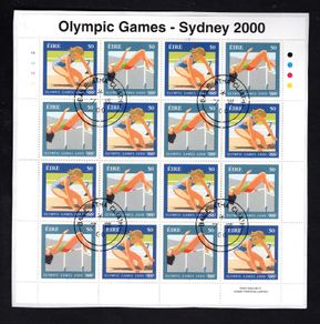 2000 Ireland Olympic Games Sydney 2000 Commemorative Stamps Sheet Fine CDS Used Fine Used with Dublin cancel of 7th July 2000 (First day of issue) on envelope extract.