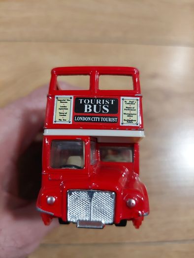 Die cast toy double decker bus