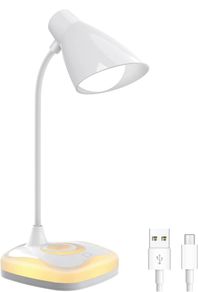 LED Desk Lamp, USB Rechargeable Table Lamp with 3 Levels Brightness, Touch Sensor Control, Mood Light on Base, Energy-Saving Portable Reading Light for Study, Bedroom, Office, Working, Home (FREE POSTAGE)