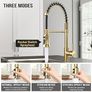 NEW SALE | Kitchen Tap, Kitchen Sink Mixer Tap with 360 Degree Swivel Pull Down Sprayer Commercial Kitchen Taps Single Handle Mixer Tap Cold and Hot 3-Modes Spray with Standard Fittings Gold Image 3