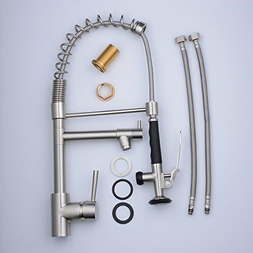 Professional Single Lever Chrome Spring Pre-Rinse Pull Out Sprayer Kitchen Taps, Commercial Deck Mounted Kitchen Pull Down Taps