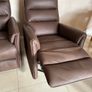 Brown Leather Swivel Recliner Armchair Image 3