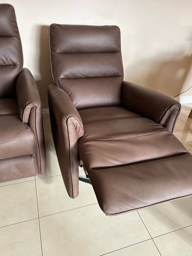 Brown Leather Swivel Recliner Armchair