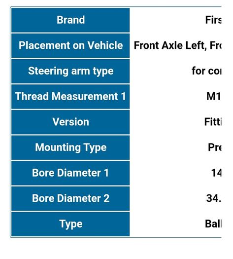 2 Ball joints for Front Axle Left & Front Axle Right, Lower Steering arm type for control arm