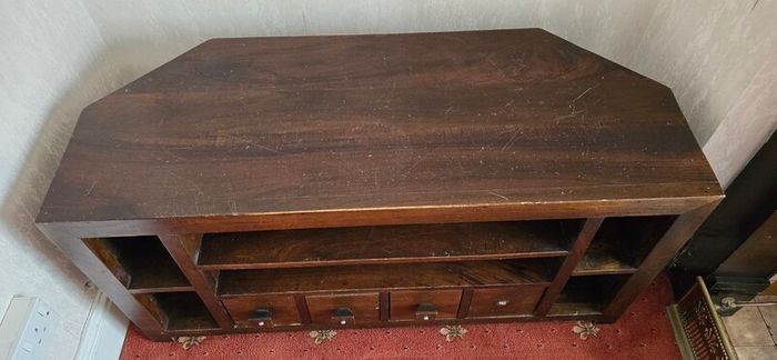 Solid wood corner TV stand