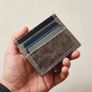 Slim Leather Card Wallet - Minimalist Design - Grey Image 2