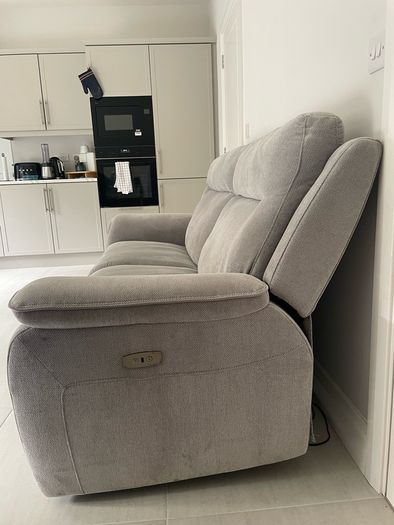 3 Seater Fabric Electric Recliner Sofa Light Grey