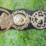 Horse Brass Badges on Black leather belt - Vintage solid brass Image 8