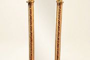 Tall &amp; Narrow French Style Gilt Wood &amp; Painted Freestanding Mirror