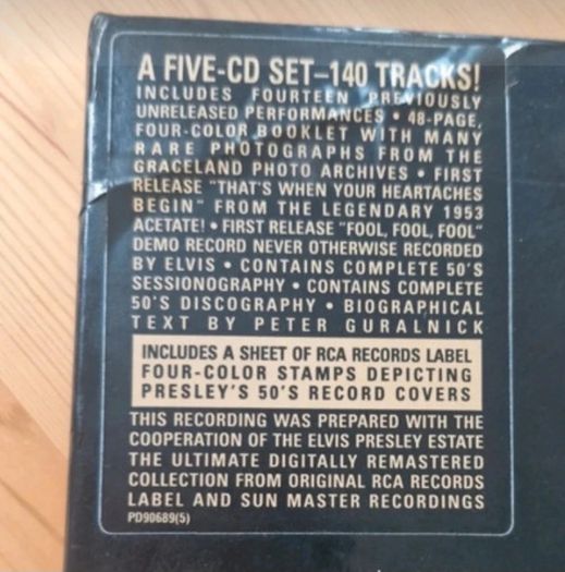 Elvis Presley Vintage - Highly Collectable  The 1992 release of "Elvis Presley: The King of Rock 'n' Roll - The Complete 50's Masters".  5-CD box set format