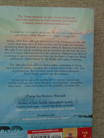 The Great Alone, Kristin Hannah, Paperback book, Fiction, Book
