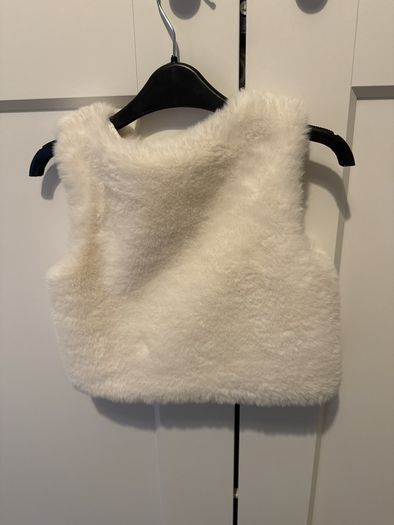 Fur baby vest white 12-18 m -new