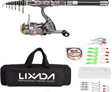 Fishing Rod Reel Combo Carbon Fiber Telescopic Fishing Rod Fishing Line Lures Hooks Jigs Swivels Saltwater Freshwater Travel Fishing Accessories Kit