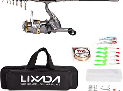 Fishing Rod Reel Combo Carbon Fiber Telescopic Fishing Rod Fishing Line Lures Hooks Jigs Swivels Saltwater Freshwater Travel Fishing Accessories Kit