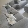Large L shaped couch with foot stool Image 2