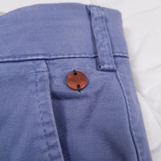 Meyer Rio Light Blue Cotton Straight Fit Chino Trousers W36 L31