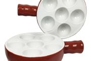Brand New Ceramic Escargot Plates Oven Safe with Handle - 2-Pack, Brown.