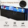 Double Bed Frame with LED Lights/Charging Station,4ft6 Metal Platform Bed Frame with Storage Headboard/Mattress Foundation/Metal Slat Support/No Box Spring Needed,Under-bed Storage,Black Bed Image 4