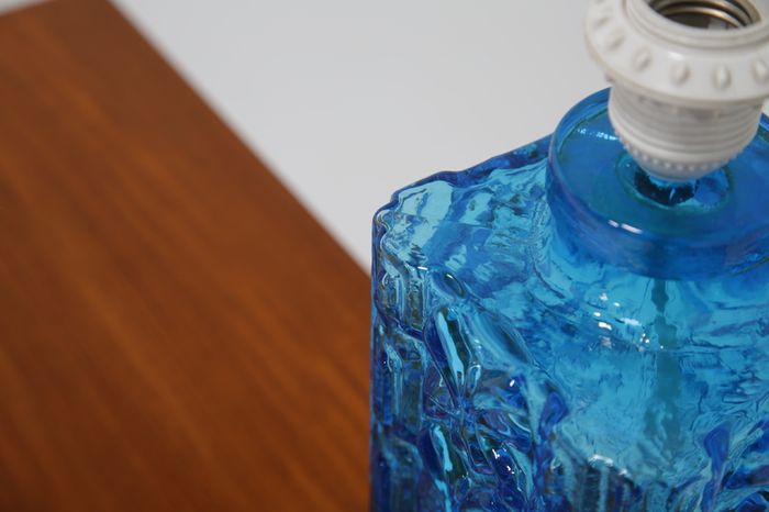 Vintage Swedish Blue Glass Table Lamp, 1960s.