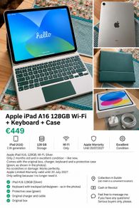 Apple iPad A16 128GB Wi-Fi + Keyboard + Case | Like New | Warranty