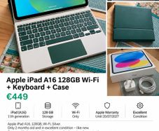 Apple iPad A16 128GB Wi-Fi + Keyboard + Case | Like New | Warranty