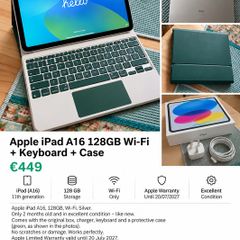 Apple iPad A16 128GB Wi-Fi + Keyboard + Case | Like New | Warranty