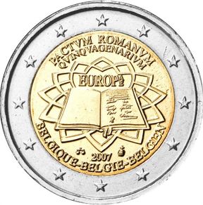Belgium 2 Euro Commemorative Coin 2007 - Treaty of Rome. Uncirculated.