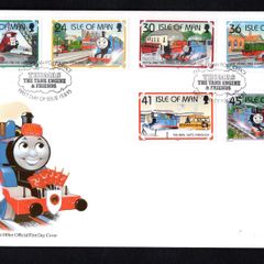 1995 Isle of Man 50th Anniversary of Thomas The Tank Engine Stories by Reverend Awdry Commemorative Stamp First Day Cover (FDC)