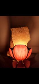 antique shade and wood lamp