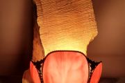 antique shade and wood lamp