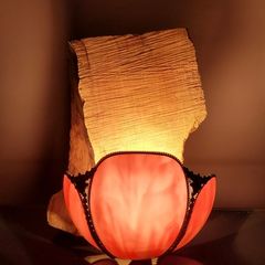 antique shade and wood lamp