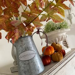 ShabbyChic  Jug with Autumn Decor Flowers and FREE Large Pumpkin Decor with Purchase
