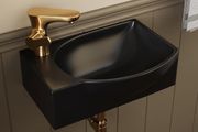Wall Mounted Cloakroom Basin, DeerValley Ceramic Bathroom Wash Basin Corner Sink with Overflow and Tap Hole - 40 x 28 x 14.5cm