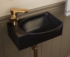 Wall Mounted Cloakroom Basin, DeerValley Ceramic Bathroom Wash Basin Corner Sink with Overflow and Tap Hole - 40 x 28 x 14.5cm